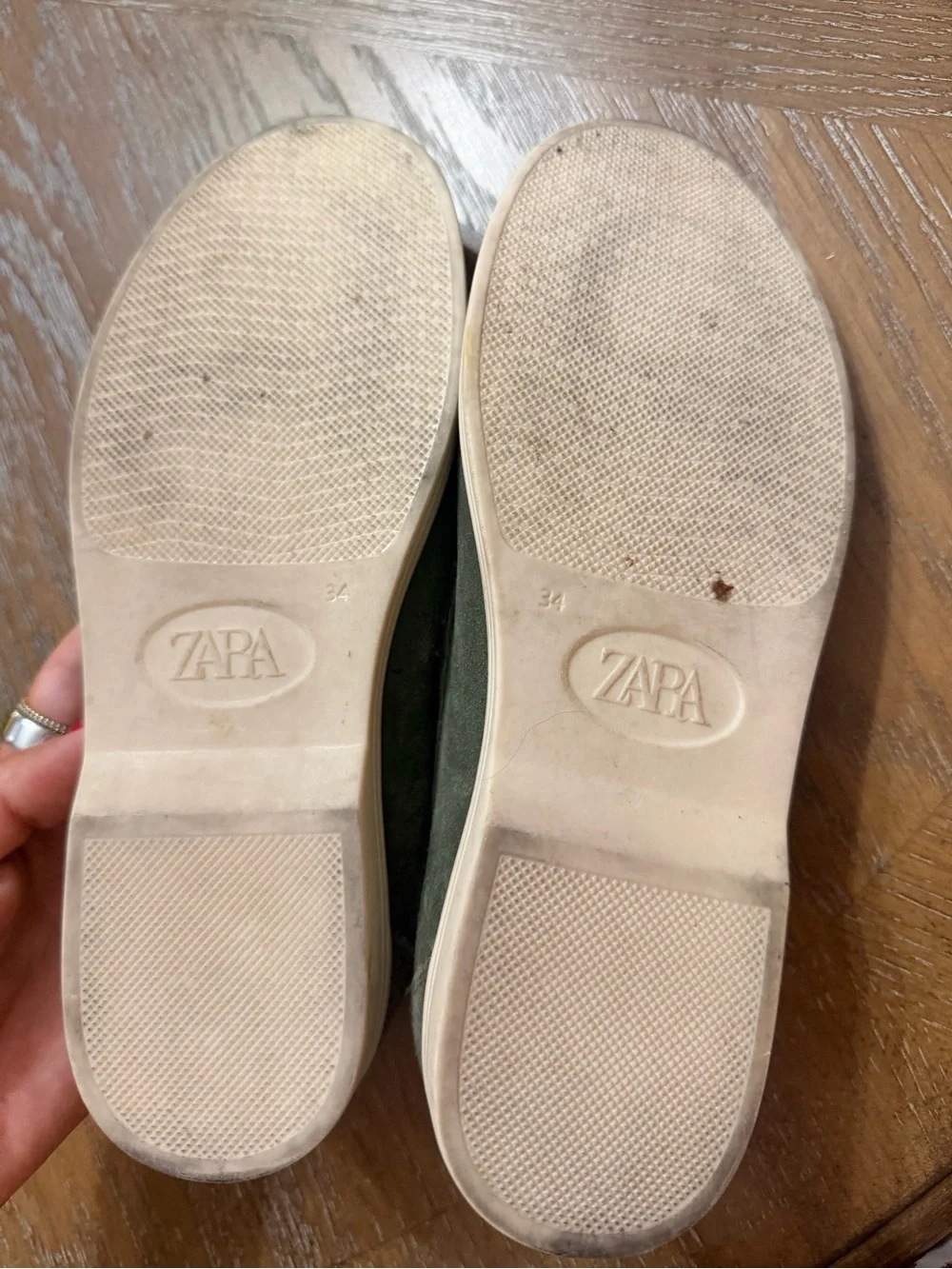 Zara Olive Suede Penny Loafers for kids